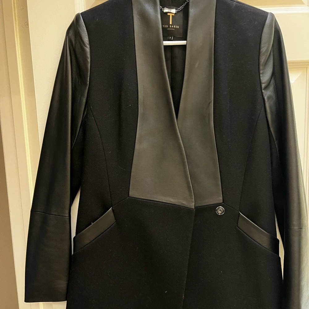 Ted Baker Black Leather Trim Blazer